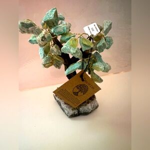 NWT Aventurine Gemstone Tree of Life on Amethyst Geode Base Large Bonsai Tree